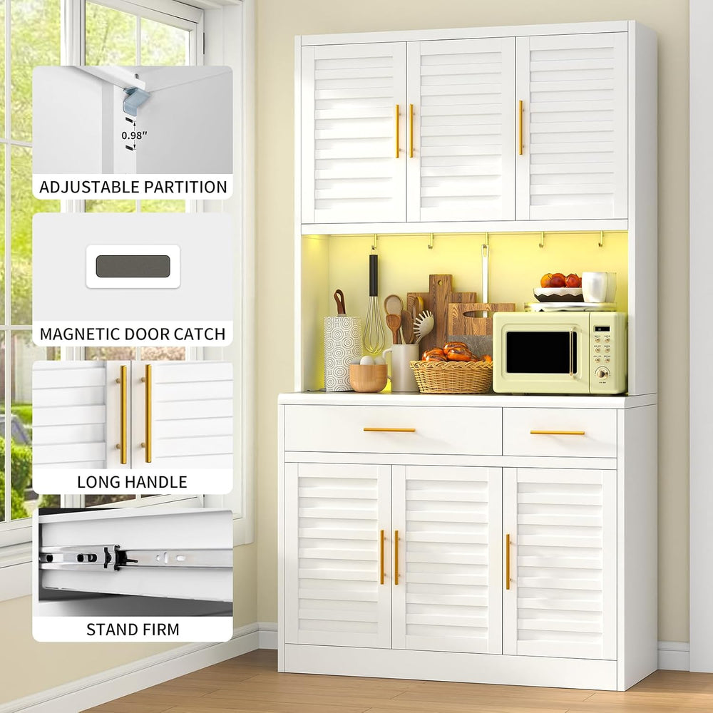 71" Tall Kitchen Pantry Cabinet, Metal Storage Cabinet, with 6 Doors &am...