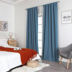 Joydeco Custom 100% Blackout Long Drapes for Bedroom Living Room Blackout Darkening Curtain Thermal Insulated Back tab Rod Pocket 1 Panel(Sky Blue,Custom Size)