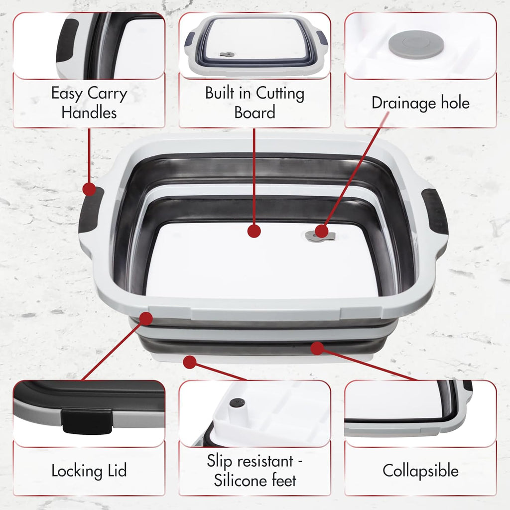KITCHEN PERFECTION Collapsible XL Smoker & BBQ Prep Tub with Locking Lid & Cutting Board - Grill Caddy Container for Meat Marinating & Brine Perfect For Brisket, Turkey & Ribs - Best Gift For Men