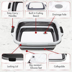 KITCHEN PERFECTION Collapsible XL Smoker & BBQ Prep Tub with Locking Lid & Cutting Board - Grill Caddy Container for Meat Marinating & Brine Perfect For Brisket, Turkey & Ribs - Best Gift For Men