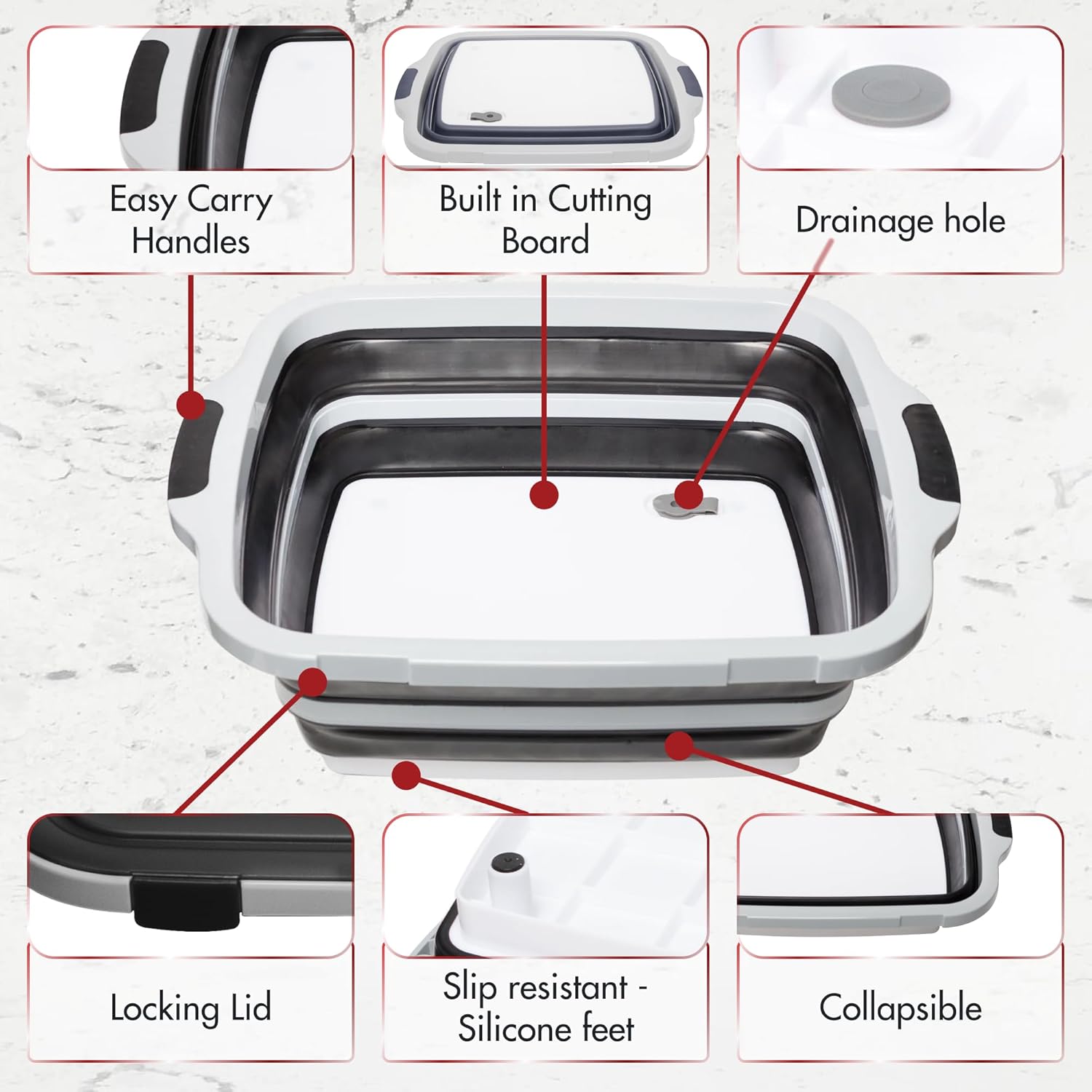 KITCHEN PERFECTION Collapsible XL Smoker & BBQ Prep Tub with Locking Lid & Cutting Board - Grill Caddy Container for Meat Marinating & Brine Perfect For Brisket, Turkey & Ribs - Best Gift For Men