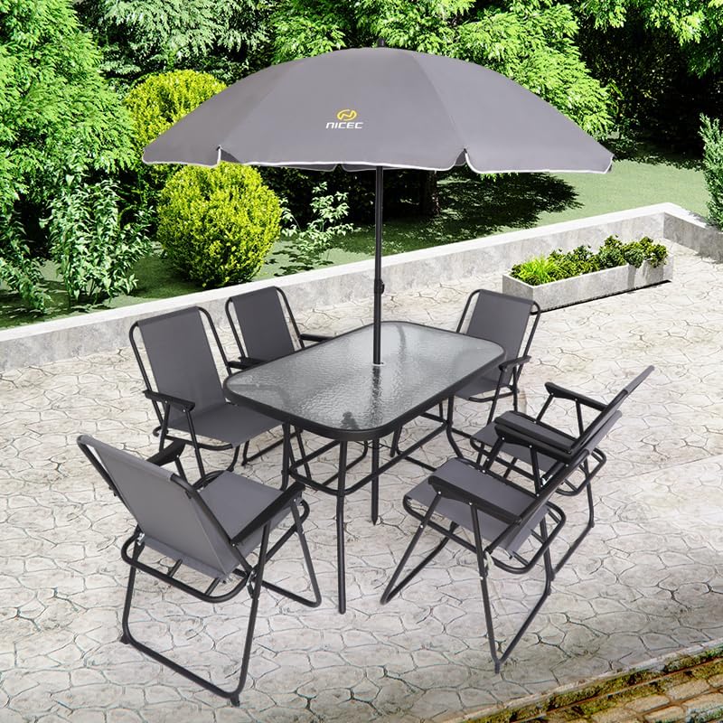 Nice C 8 Piece Patio Dining Set, Outdoor Furniture Set (Grey)