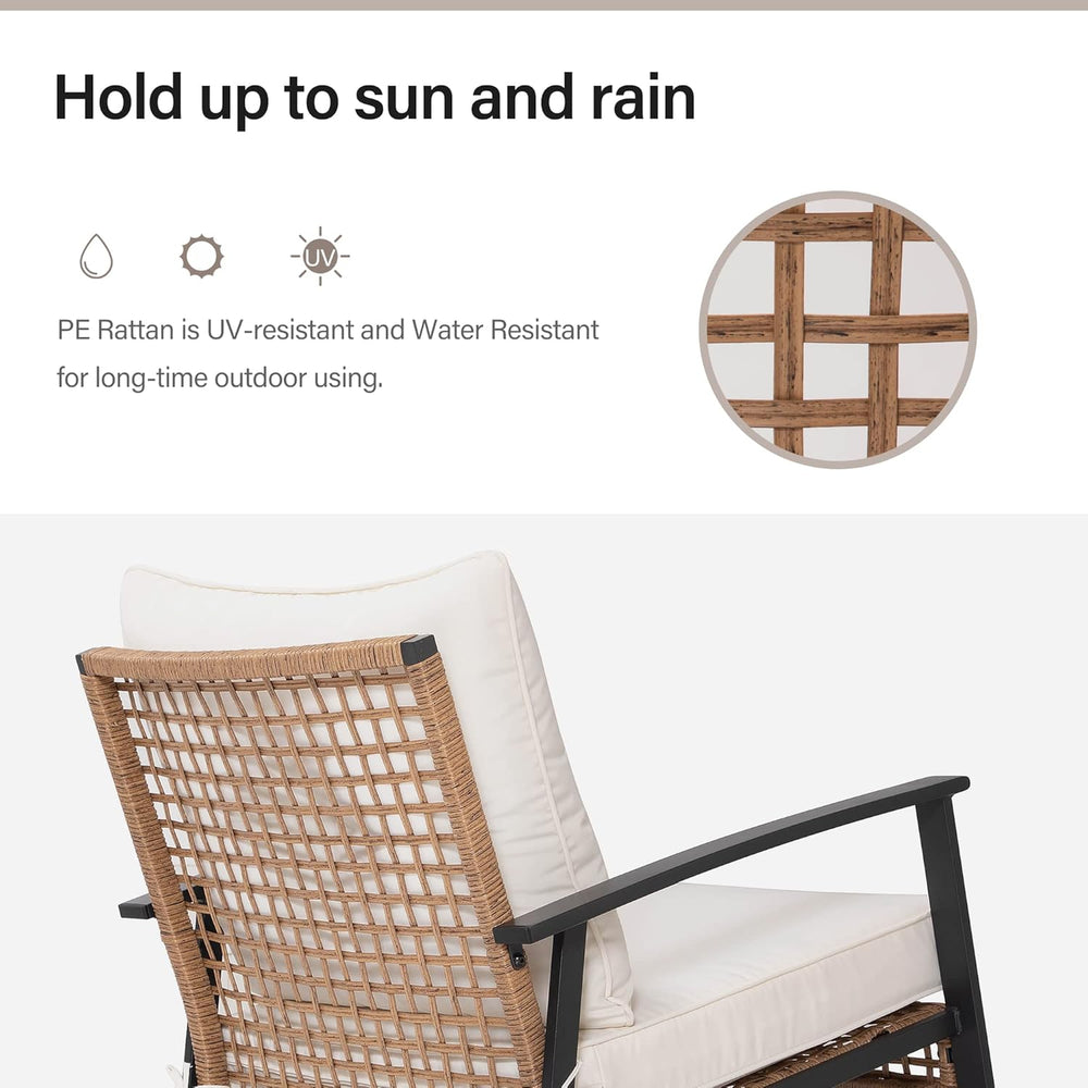 LAUSAINT HOME 3-Piece Rocking Bistro Set, Outdoor Patio Furniture with Thick ...