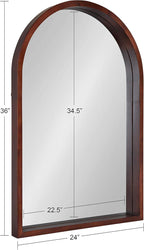 Kate and Laurel Hutton MidCentury Modern Farmhouse Arch Mirror, 24" x 36", Walnut Brown Finish