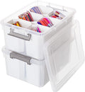 Citylife 17 QT Plastic Storage Bins Clear Storage Box with Lids Multipurpose Stackable Storage Containers for Organizing Tool, Craft, Crayon, 2 Packs