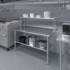 Stainless Steel Work Table with Wide Single Tier Overshelf | Metal Kitchen Prep Table & Shelving Combo (30" x 60" Work Table + 12" Overshelf)