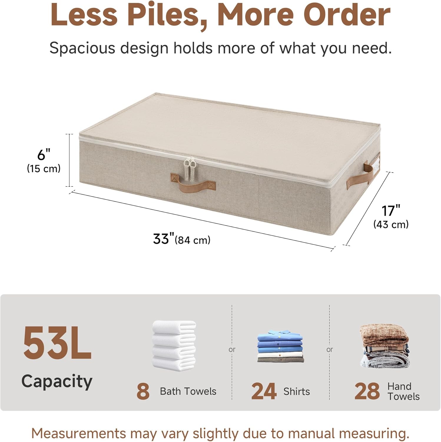 StorageWorks Underbed Storage with Lid, 2-Pack Under Bed Storage Containers for Clothes, Bedding, and Sweaters, Taupe