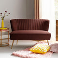 TINA'S HOME Mid-Century Velvet Loveseat Sofa, Upholstered Loveseat Couch with Golden Metal Legs, Small Tufted 2-Seat Sofa Armless Love Seat for Living Room Bedroom, Burn Brick
