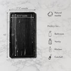 Cork & Mill Black Marble Tray for Bathroom Countertop, Kitchen Counter, or Catchall - 13" x 7½" Large Vanity Tray for Skincare or Perfume - Handcrafted Natural Marble Stone Organizer