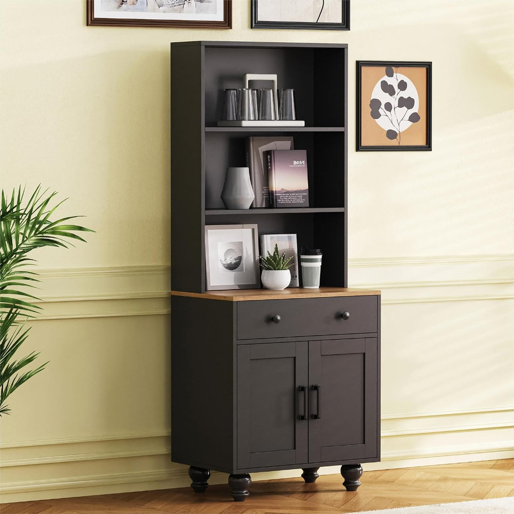 Modern Kitchen Pantry, Storage Cabinet with 4 Solid Wood Gourd-Shaped Legs, A...