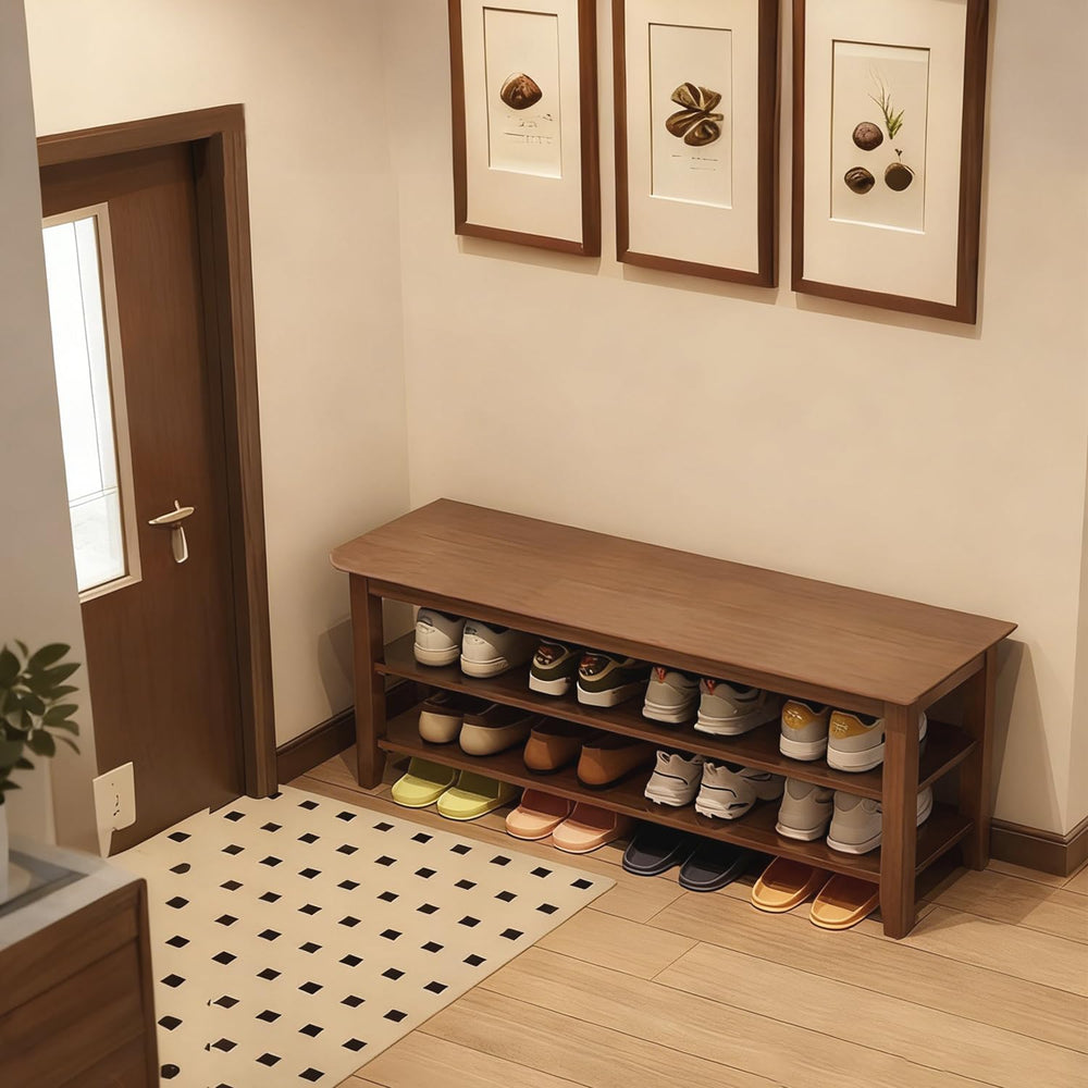 SOBIBO Shoe Rack Bench for Front Door Entrance, Solid Wood Shoe Bench for Clo...