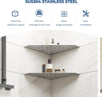 FerdY 2-Pack 10" Brushed Nickel Recessed Corner Shower Shelf, for Tiled Bathroom Walls, 304 Stainless Steel Floating Shelf, Shower Caddy Storage Shelves, No Drilling Required, Striped Diamond
