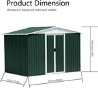 Ball & Cast 8x6 FT Outdoor Storage Shed, Garden Metal Sheds with Punched Vents and Sliding Door, Clearance Tool House with Aluminum Frames and Sloped Roof for Backyard Patio,Green