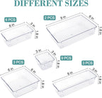 23 PCS Drawer Organizer Set, 5 Varied Size Bathroom and kitchen Drawer cabinet organizer Trays, Clear Storage Bins for Makeup, Jewelry, Utensils and Gadgets