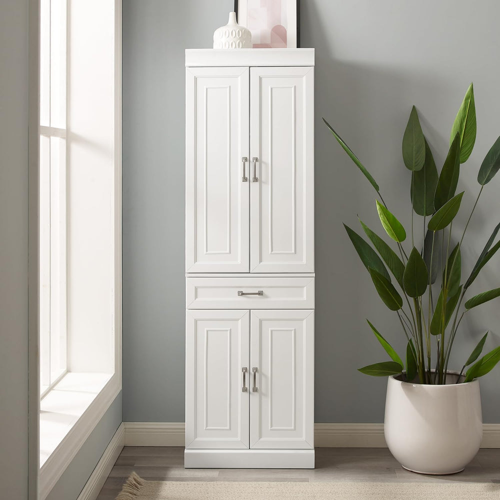 Maykoosh White Kitchen Pantry Cabinet - Adjustable Shelves & Full Extensi...