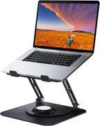 Laptop Stand for Desk, Adjustable Computer Stand with 360° Rotating Base, Ergonomic Laptop Riser for Collaborative Work, Foldable & Portable Laptop Stand, fits for All 10-16" Laptops