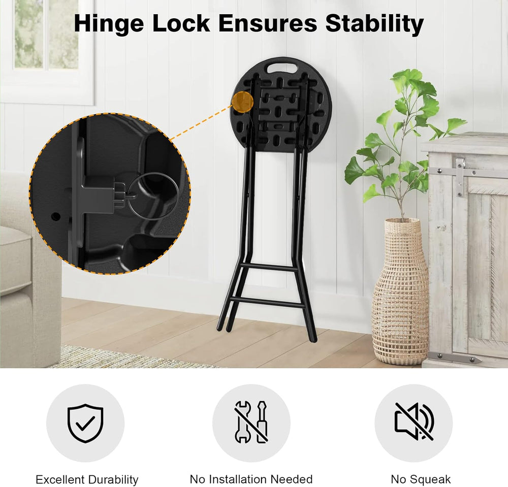 5Rcom 24 Inch Foldable Bar Stool with Safety Lock for Adults | Sturdy Steel F...
