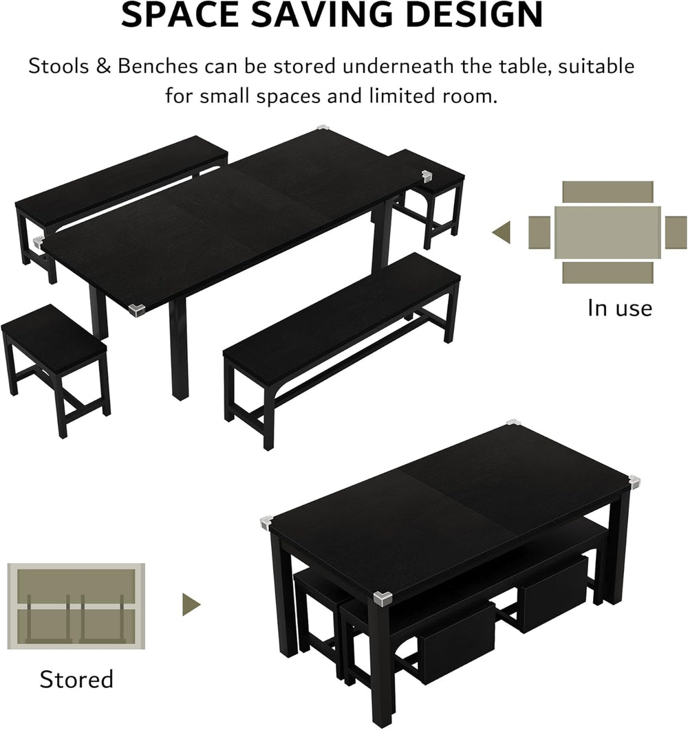 iPormis 5-Piece Dining Table Set for 4-8 People, Extendable Kitchen Table Set...
