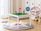 UTEX 2 in 1 Kids Construction Play Table with Drawers Built-in Baseplate | Wooden Kids Building & Activity Table with Storage, Water-based Paint Finish, Compatible with Lego and Duplo Bricks