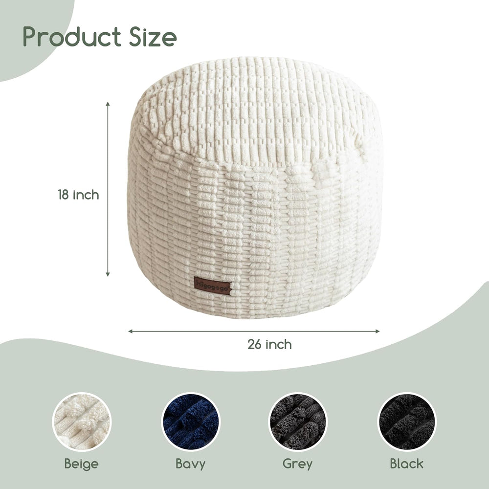 HIGOGOGO Pouf Ottoman Stuffed Round Modern Foam Filled Foot Rest Poufs for Li...