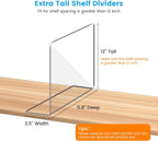 OKPOW Shelf Dividers Closet Organizer - 12" Tall X 11.8" Deep Acrylic Clear Sturdy Separate for Clothes Purse - Adjustable Space Saver Easy Install for Home Organization Enthusiasts 8 Pack