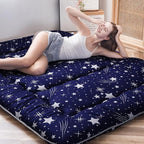 MAXYOYO Japanese Floor Mattress Futon Mattress, 4" Thicken Tatami Mat Sleeping Pad Foldable Roll Up Mat Boys Girls Dormitory Pad Kids Floor Lounger Pillow Bed, Charcoal Grey, Queen Size