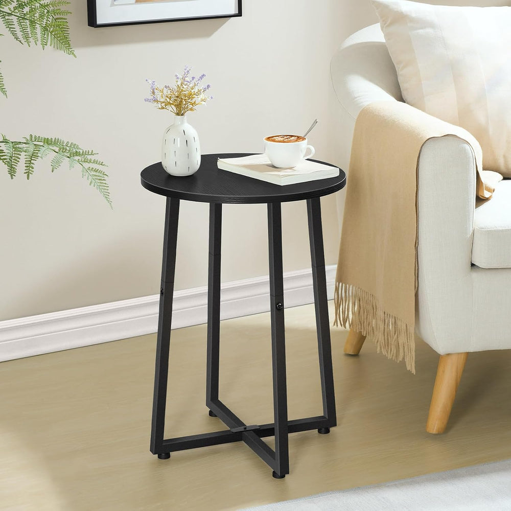 HOOBRO Side Table, Round End Accent Table with Sturdy Metal Pedestal, C Shape...