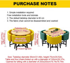 Cotton and Linen Table and Chair Set,Round Kitchen Dining Table Set for 4,Office Negotiation Table and Chair Combination,with 1 Table and 4 Chairs,for Balcony Living Room Dining.