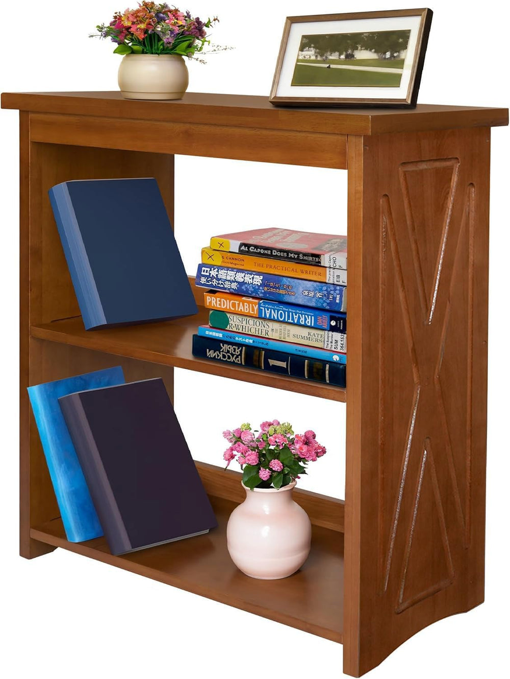 Rustic Bedside Table with Storage Shelf, Wood End Table for Bedroom & Liv...
