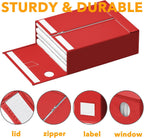 SpaceAid 3 Pack Bed Organizers and Storage, Foldable Sheet Organizer for Linen Closet, Set Folder Keeper With Window XL (Queen & King Size) Bedding Container (Red)