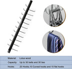 TOPIA HANGER 40 Hooks Belt Tie Hanger Space Saving for Closet, 2 IN 1 Belt Ties Racks Max 60 Belts with 60 Ties Capacity, Curved with Flat Hooks for Belts,Ties,Bras,Closet Organizers and Storage CT70B