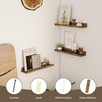 Axeman Floating Shelves for Wall | Picture Ledge Shelf Set of 2 | Rustic Picture Shelf for Wall with Ledge | Small Floating Shelves with Lip | Photo Ledge Shelves for Books Album Records