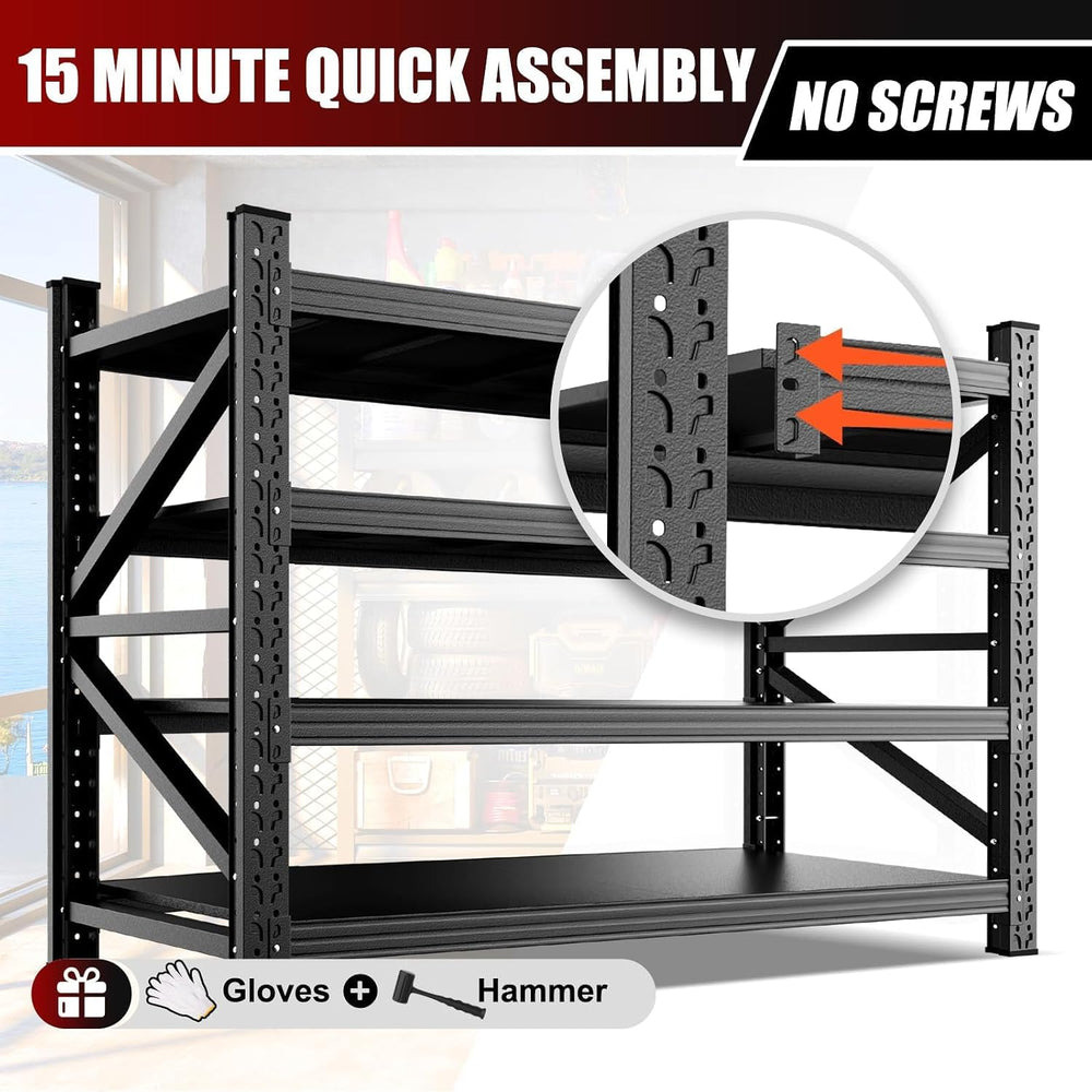 2 Pack 79" W Heavy Duty Storage Shelves, 4T Adjustable Garage Shelving U...