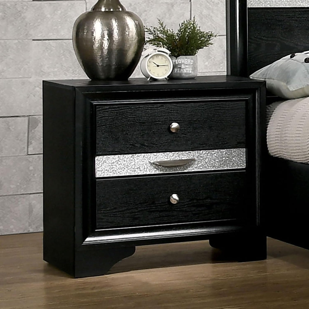 3 Drawers Nightstand with Pewter Round Knobs,for Small Spaces