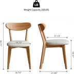 100% Solid Wood Dining Chairs,Mid Century Modern Dining Chairs with Upholstered Cushion,Kitchen,Dining Room Chairs Set of 4 (4, Original Color White Upholstery)