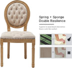 French Country Dining Chairs Set of 2, Beige Kitchen & Dining Room Chairs, Velvet Kitchen Chairs, Tufted Upholstered, Wood Legs, Sillas De Comedor (Velvet, Beige, 2 Pcs)