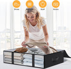 StorageRight Under Bed Storage Bins, 3-Pack 40L Foldable Fabric Storage Bags with Transparent Window, Breathable Organizer for Clothes/Blanket/Comforter/Quiltr, Black