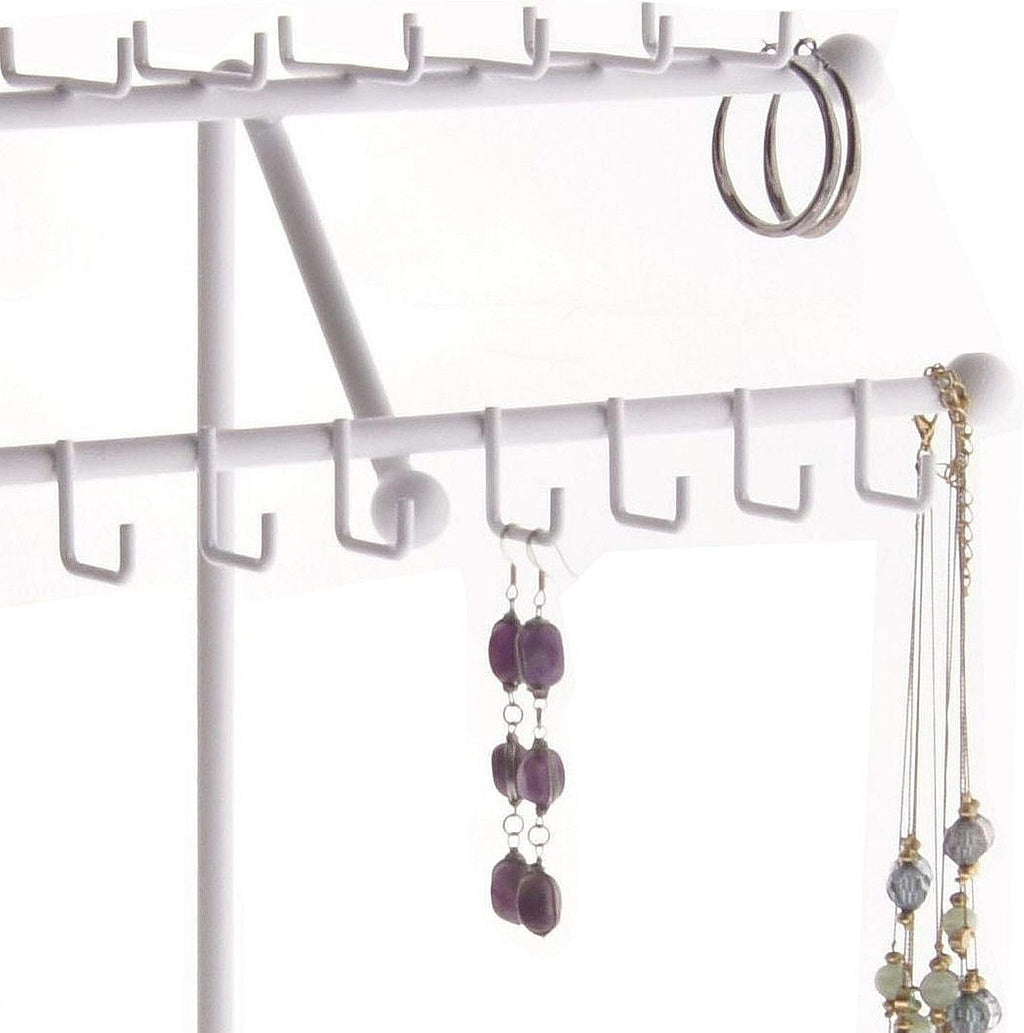 Angelynn's Sturdy Extra Long Necklace Holder Organizer Tall Tabletop Pendant Display Stand, Freestanding Large Capacity Jewelry Tree, Sharisa White 11 3/4" Wide x 16 1/2" Tall