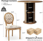 SoarFlash Kitchen Table and Chairs for 2, 31.5" Dining Table Set for 2 with Upholstered Chairs, 3 Piece Kitchen Table Set with Storage Shelf for Small Space, Apartment