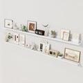 Axeman 72 Inch White Floating Shelves for Wall | Picture Ledge Shelf Set of 2 | Rustic Picture Shelf for Wall with Ledge | Floating Shelves with Lip | Photo Ledge Shelves for Books Album Records
