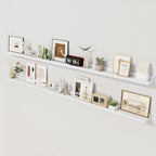 Axeman 72 Inch White Floating Shelves for Wall | Picture Ledge Shelf Set of 2 | Rustic Picture Shelf for Wall with Ledge | Floating Shelves with Lip | Photo Ledge Shelves for Books Album Records
