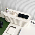 White Cable Management Box, Plastic Cable Box Organizer with Lid for Wire, Power Strip, Surge Protector, Extension Cords Hider Cover Under Home Office Desk and Floor (Large)