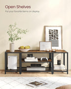 VASAGLE Modern TV Stand for TVs up to 65 Inches, 3-Tier Entertainment Center, Industrial TV Console Table with Open Storage Shelves, for Living Room, Bedroom, Rustic Brown and Black ULTV097B01