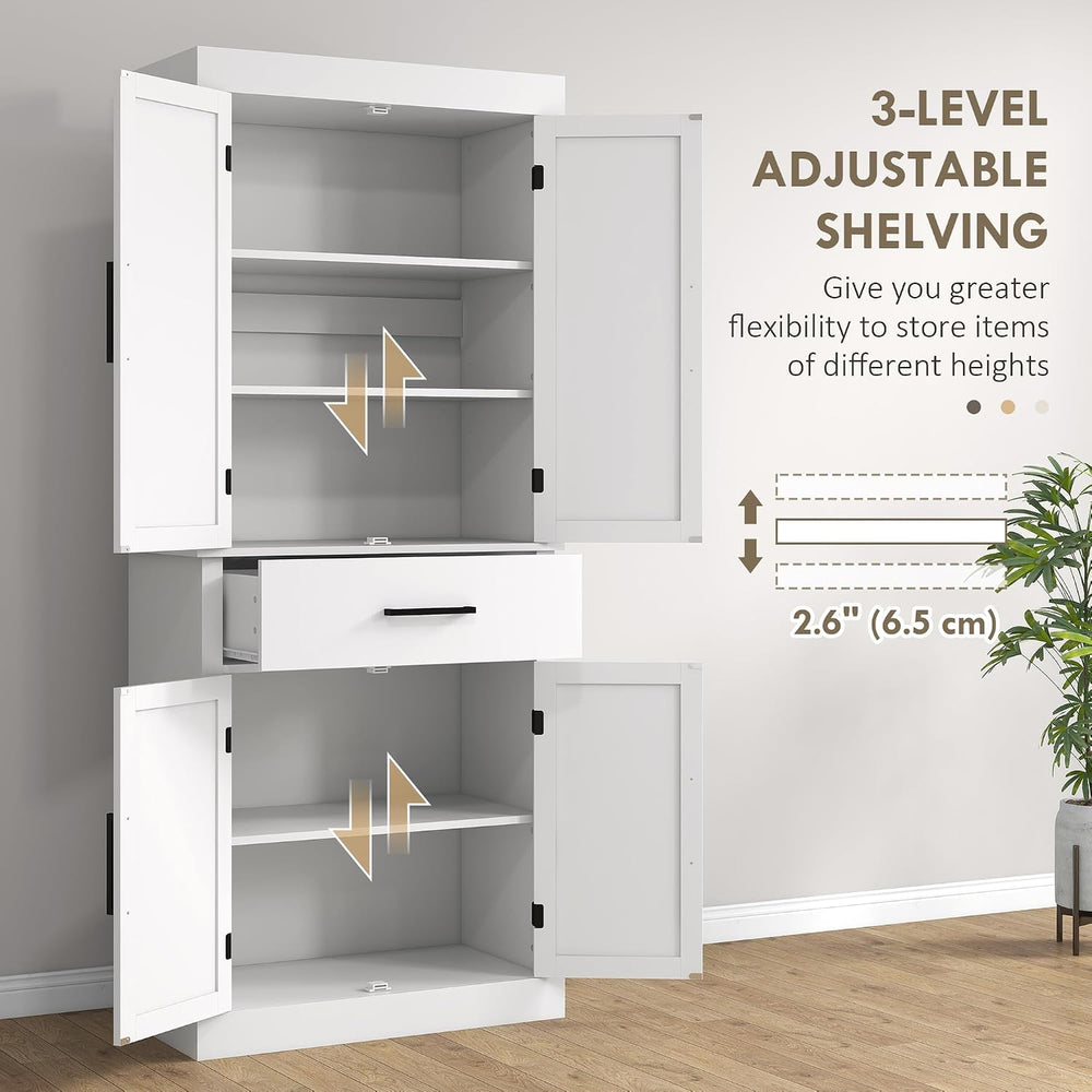 72" Tall Kitchen Pantry Storage Cabinet, Farmhouse Freestanding Sideboar...