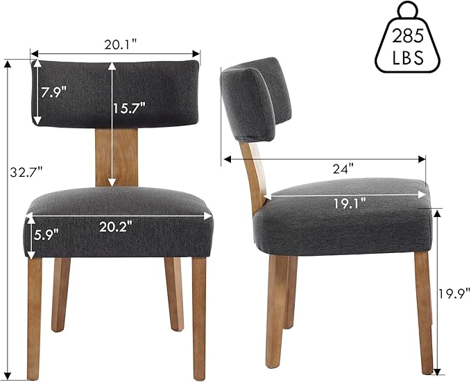 Modern Kitchen Chairs Set of 4, Upholstered Dining Chairs with Curved Back, F...