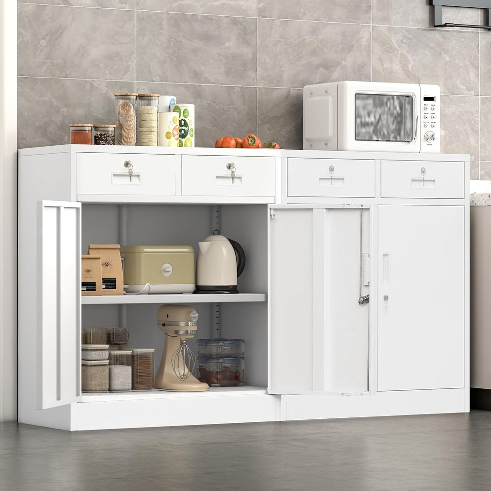 Wanfu Metal Storage Cabinet, Locking Storage Cabinet with Adjustable Shelf, 3...