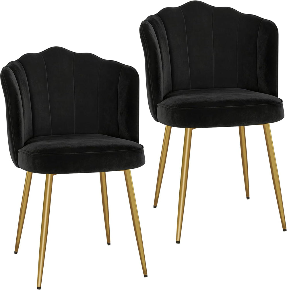 VECELO Velvet Dining Chairs Set of 2, Modern Upholstered Kitchen Chairs with ...