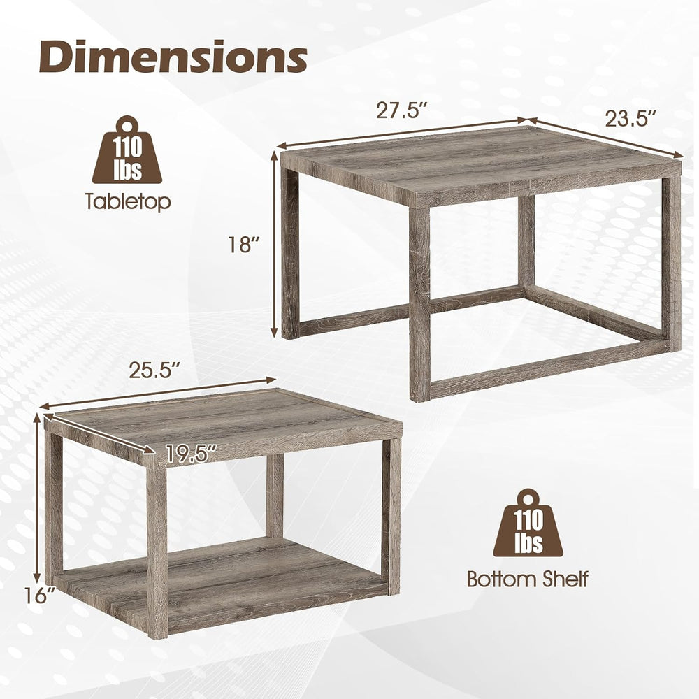 GOFLAME Nesting Coffee Tables Set of 2, Stackable Rectangular Center Table wi...