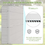 Greesum 6x4FT Plastic Outdoor Storage Shed with Floor, Resin Sheds with Lockable Double Door, All-Weather Tool Sheds with Window and Vents, for Garden, Backyard, Patio, Light Gray