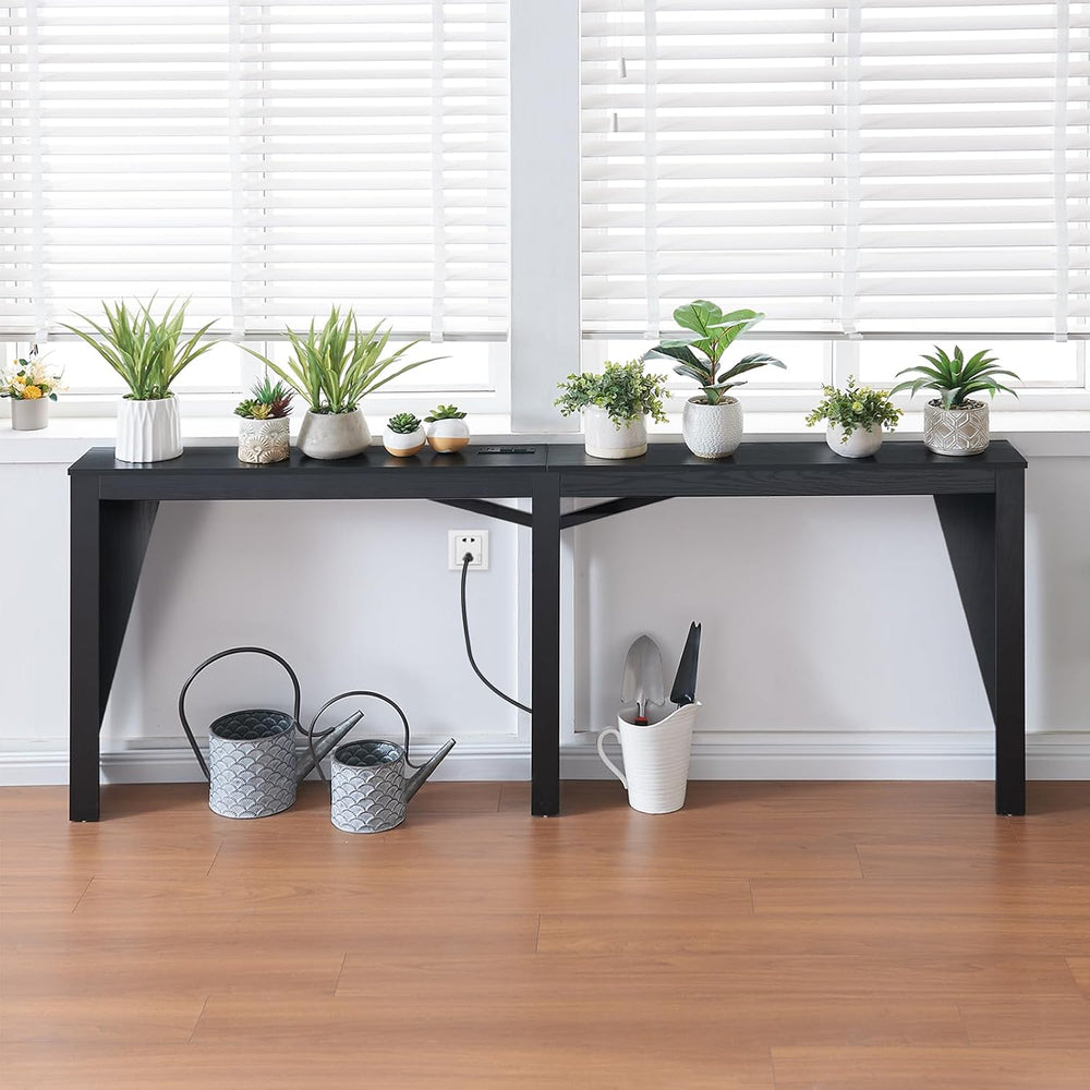 MOHOPE 78.8" Long Console Table with Power Outlets, 7.9" Narrow Sof...